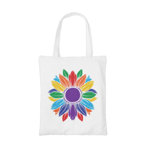 Rainbow Mandala Flower Tote Bag