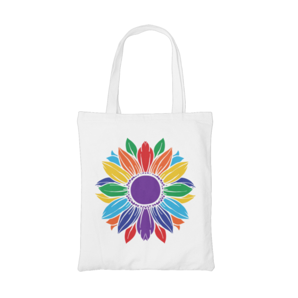 Rainbow Mandala Flower Tote Bag